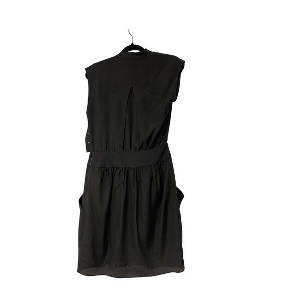 BCBGeneration Womens Mini Dress Draped Size 8 Black Shift Faux Wrap Pleated NWT - Picture 2 of 11